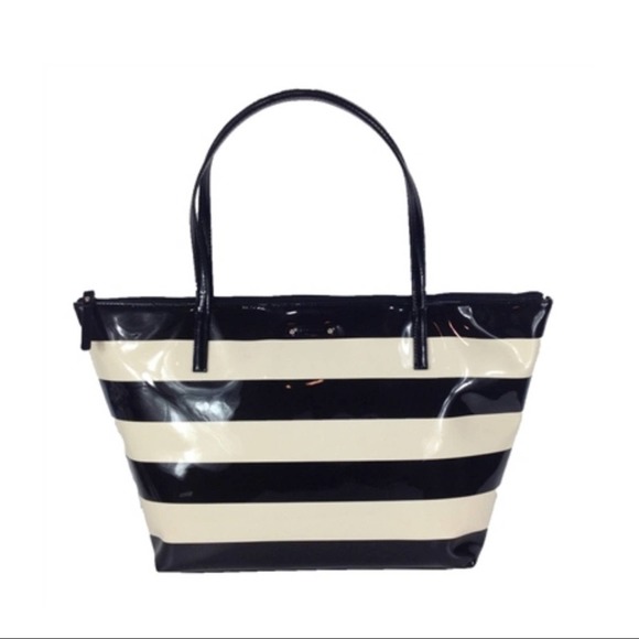 kate spade Handbags - Kate Spade Penn Valley Striped Sophie Black/Cream Tote #B104